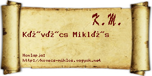 Kövécs Miklós névjegykártya