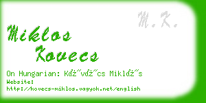 miklos kovecs business card